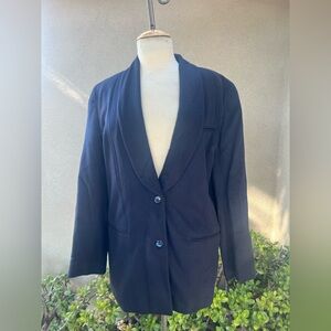 Vintage preppy blazer jacket navy blue cashmere 40 M Alan Austin Beverly Hills